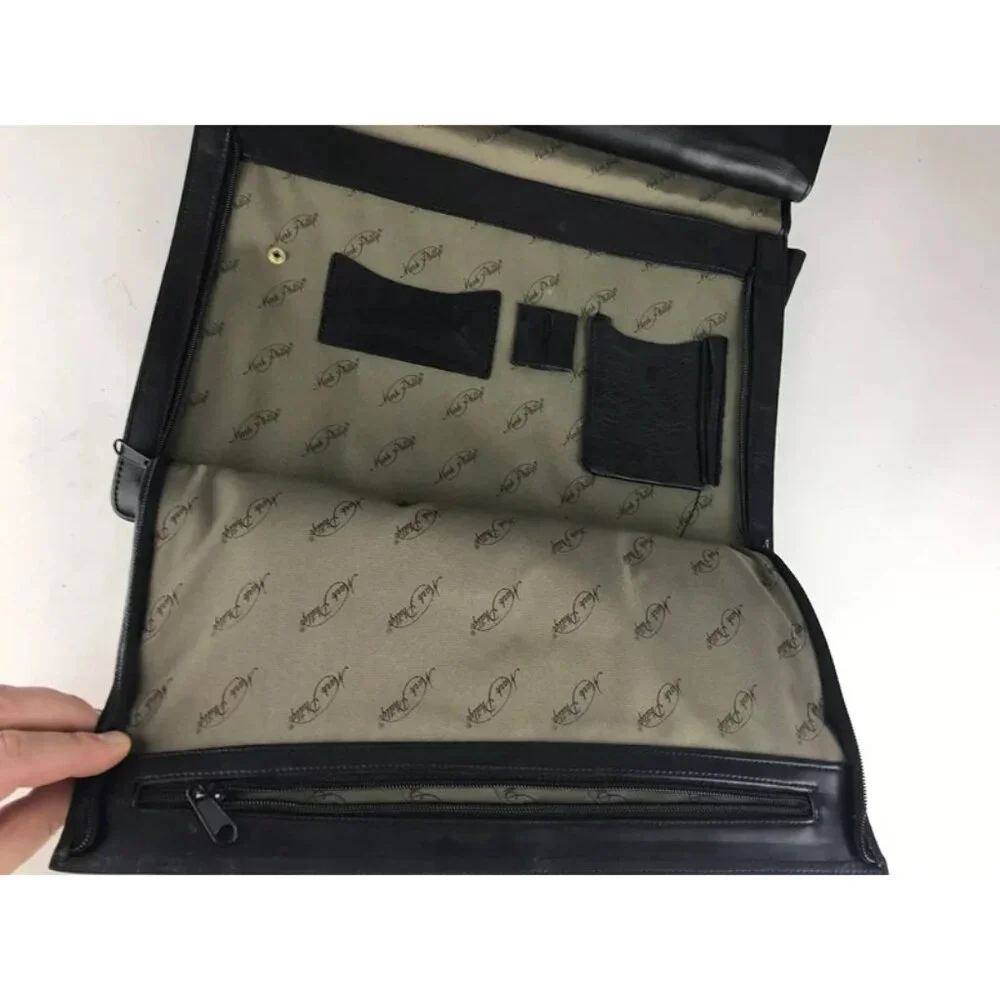 Mark Phillip Unisex Adults Black Full Grain Leather Briefcase Document Case Bag‎